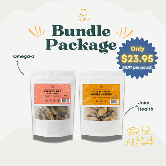 Freeze-Dried Treats Bundle for Dogs &amp; Cats | Sardine Pieces + Whole Green Lipped Mussels